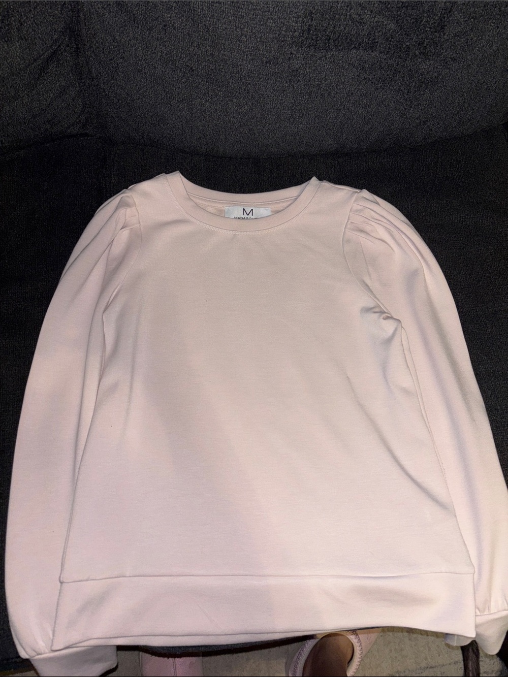 Magaschoni Light Pink Long-Sleeve Puff Shoulder Top